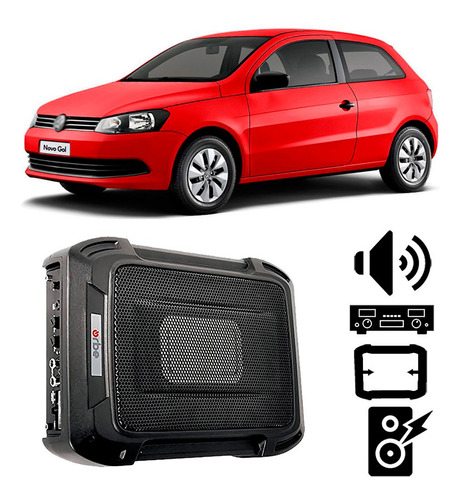 Caixa Slim Vw Gol G6 2013 A 2016 350w Rms Amplificada