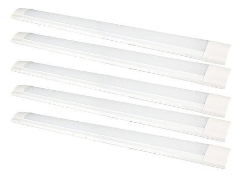 Kit 5 Luminária Tubular Led Slim Branco Frio 120cm 36w 6500k