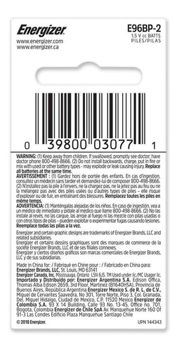 Imagen 2 de 4 de Pila Energizer Aaaa Alcalina Blister 2 Unidades