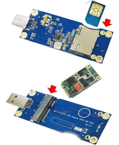 Timack - Adaptador Mini Pci-e Un Usb Con Ranura Para Tarjeta