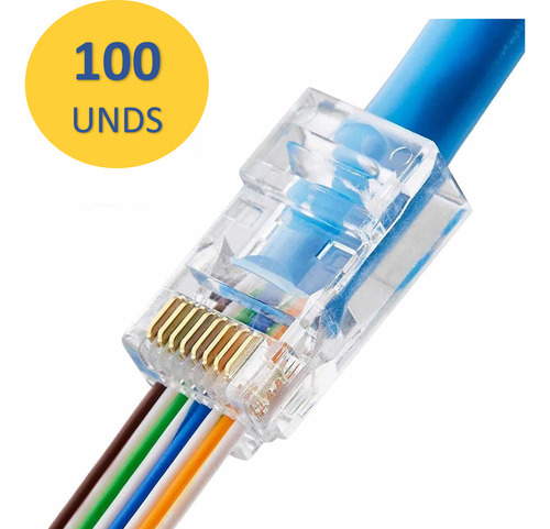 Conector Rj45 Ez Cat5 Pasante Pass-trough 100 Unidades Cat 5