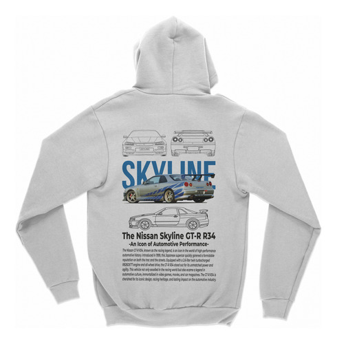 Sudadera Carro Gtr R34 Skyline Nissan Fireskull Hoodie