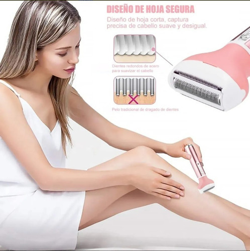 Depiladora 4 En 1 Para Mujer Cejas Rostro Cuerpo Afeitadora Color Rosa