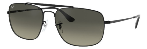 Anteojos de sol Ray-Ban General Colonel Large con marco de acero color polished black, lente grey de cristal degradada, varilla polished black de acero - RB3560