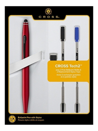 Boligrafo Cross Tech 2 Metal Rojo Pack +2 Tanques Negros