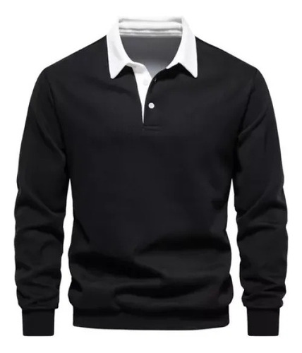 Sudadera Con Botones Y Cuello Polo Y Manga Larga Para Hombre