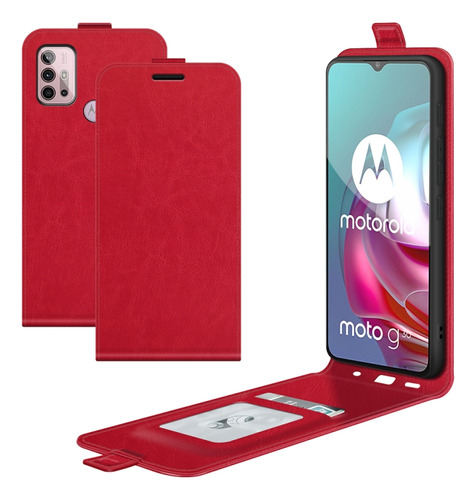 Rojo Para Motorola Moto G30/g10 R64 Con Tapa Vertical De Cue