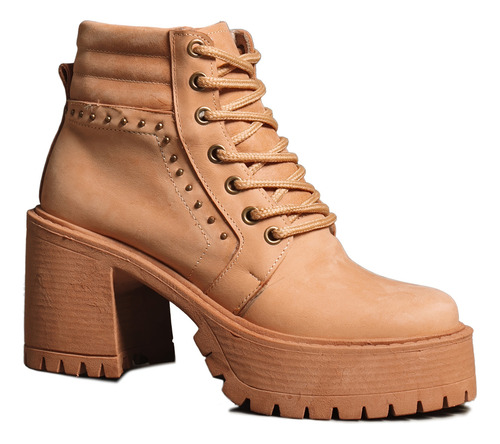 Borcegos Mujer Cuero Taco Alto Plataforma Botas Moda Romi