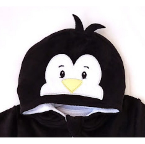 Imagem 6 de 8 de Macacão Para Bebê Pinguim Plush Com Ziper E Capuz Bichinhos