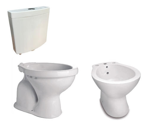 Combo Inodoro Con Mochila Pvc Asiento Y Bidet Domani Piazza