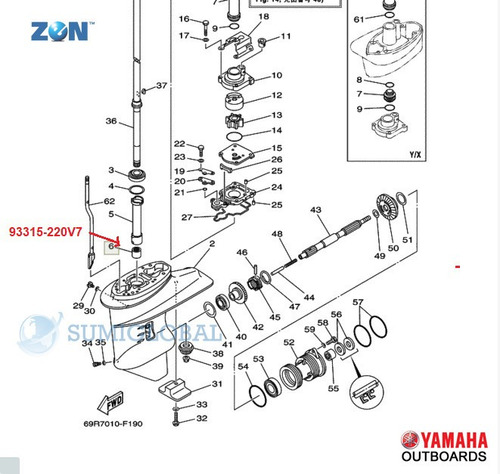 Rolinera Ó Cojinete De Eje Largo Fuera De Borda Yamaha 25/30