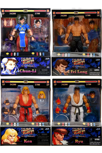 Set 4 Jada Street Fighter Ii Chun-li Ken Fei Ryu 15cm -nvos (Usado)