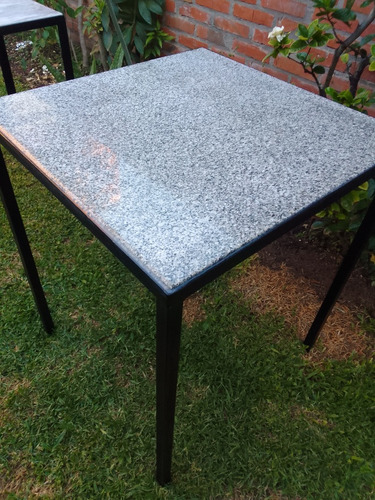 Mesa De Mármol Y Hierro 60 X 60 X 75 Ideal Para Exterior Bar Gris (Usado)
