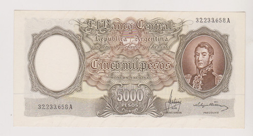 Billete Argentina 5000 $ Bottero 2179 Año 1967 Sin Circular