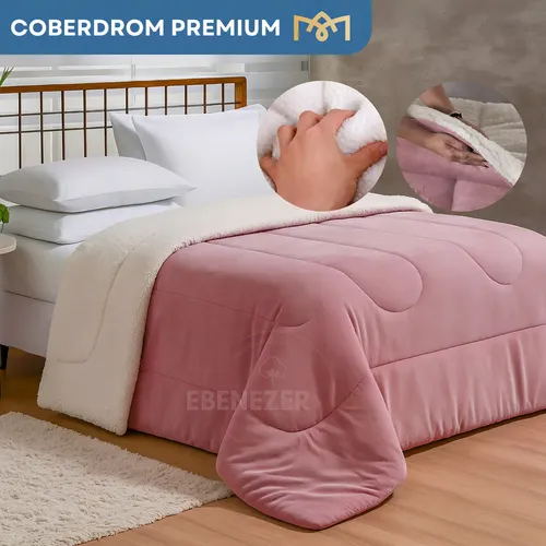 Edredom Sherpa Dupla Face Queen Ebenezer Shop Rosa 100% Poliéster Hipoalergênico Rose Liso