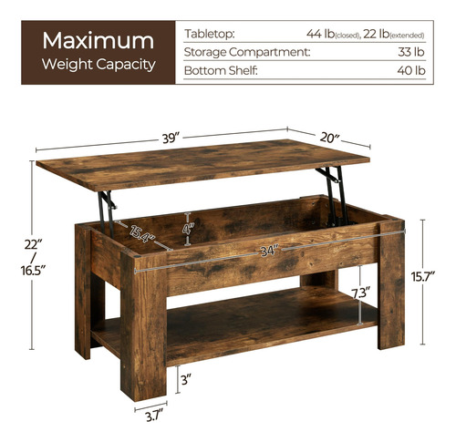 Mesa De Centro Con Almacenamiento Oculto Beige 90x50x43 Cm