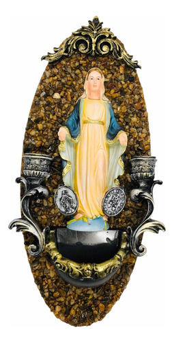 Placa Virgen De La Milagrosa Para Agua Bendita En Resina