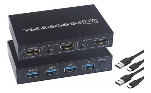 Chaveador Kvm Switch 2x1 Hub Hdmi Usb 3.0 Com Suporte 4k 