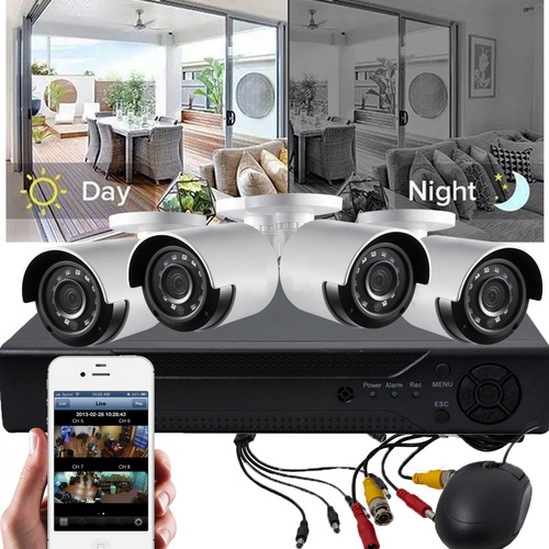 Kit 4 Camaras Seguridad Cctv Dvr 4ch Full Hd 1080p Monitoreo