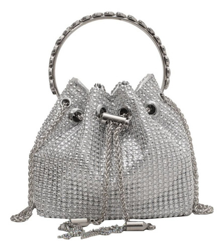 Bolso De Noche Con Diamantes Brillantes Y Plata Con Diamante