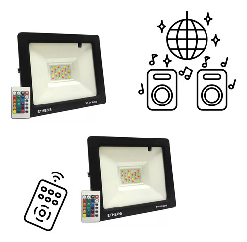 Proyectores Luz Rgb 30w Cambia Color Luces Exterior Pack X 2