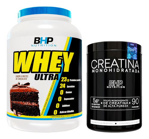 Bhp Pack Whey Ultra 2lbs + Creatina De Alta Pureza 450 Gr Sabor Chocolate pastel
