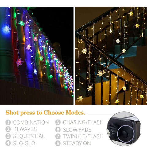 Luces De Carámbrago De Copos De Nieve De Navidad - Led De 40