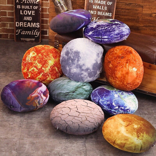 Almohadas Planetas Luna Galaxy Terciopelo Soft Cojin Relleno Color Venus