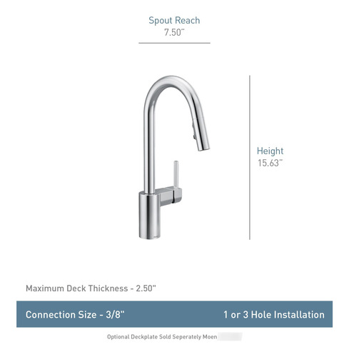 Grifo De Cocina Moen Align Cromado Con Mango Extraíble 7565