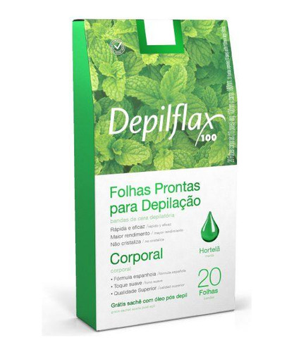 Depilflax Folhas Prontas Corporais C/ 20 Hortelã