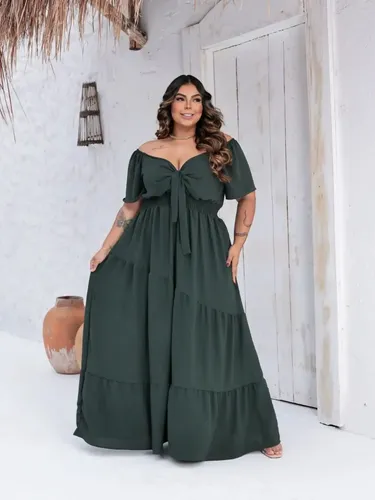 Vestido Plus Size Blogueira Manga Longo Ate 54 Linha Premium
