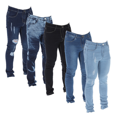 Paquete De 10 Jeans Hombre Mezclilla Stretch Corte Skinny