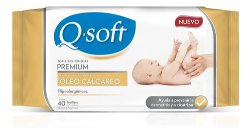 Toallitas Húmedas Q-soft Premium Óleo Calcáreo X40
