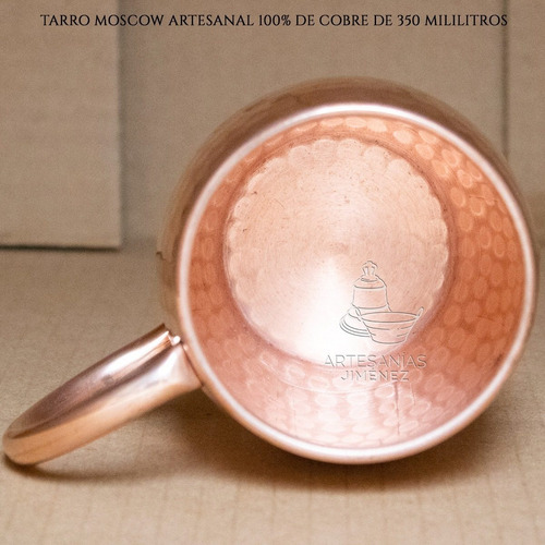 Imagen 3 de 5 de Tarro De Cobre Moscow Mule Martillado Artesanal 360 Ml Full