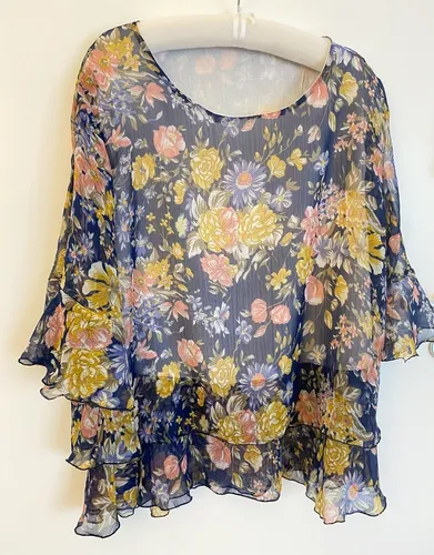 Blusa Gasa Floreada Ropa Curvy Mujer Talles Grandes