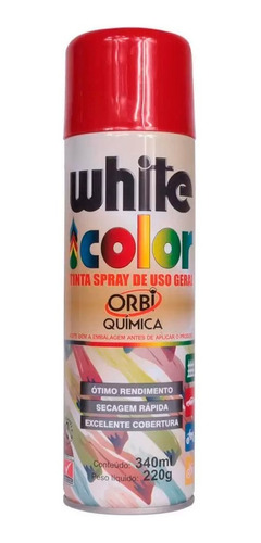 6 Unidades Tinta Spray Uso Geral Vermelho White Color 340ml