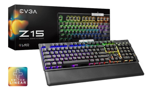 Teclado Mecánico Gamer Evga Z15 Rgb, Español Linear Switch Color del teclado Negro