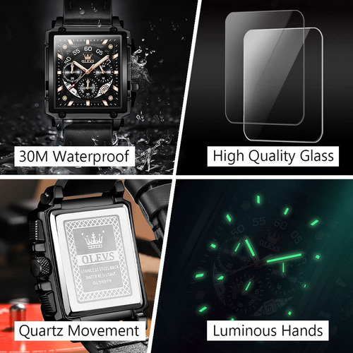 Reloj Olevs Blue Quartz Para Hombre Con Cronógrafo Y Correa
