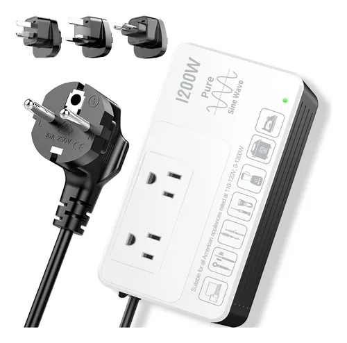 Convertidor Voltaje 220v A 110v Adaptador Universal 1200 Va