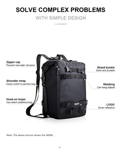 Imagen 5 de 10 de Mochila Maleta Impermeable Moto 30 Litros Modular