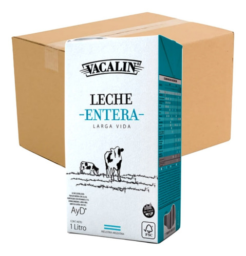 Leche Entera Larga Vida Vacalin 12x1lt