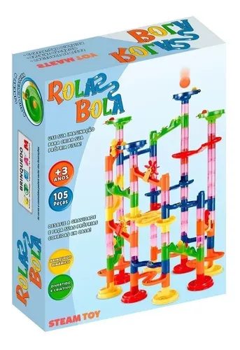 Rola Bola Brinquedo Blocos de Montar Infantil Torre 105 Pçs