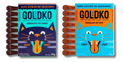 Kit Degustação Chocolate Deli Deli Zero Açúcar Goldko 70g