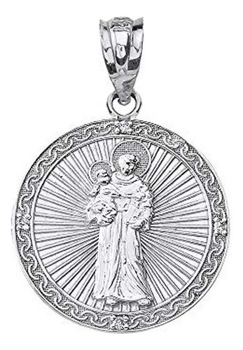 Collar - Sterling Silver St. Anthony Of Padua Round Medal Cz