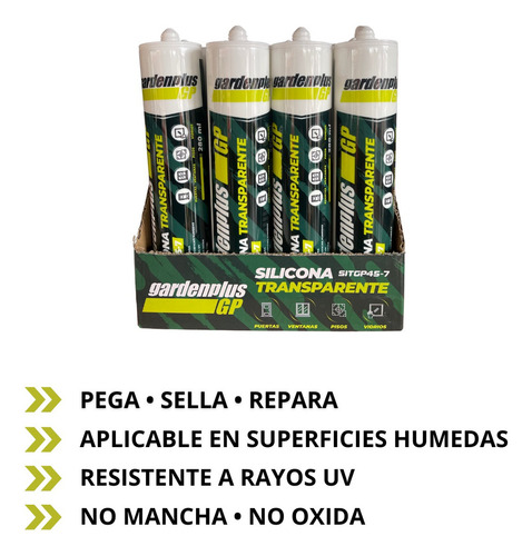 Silicona Transparente Garden Plus X24 U Pegamento Sellador