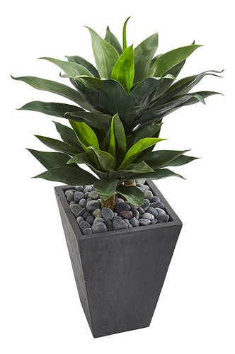 Casi Natural 37 Doble Agave Suculenta Pizarra Artificial Pla