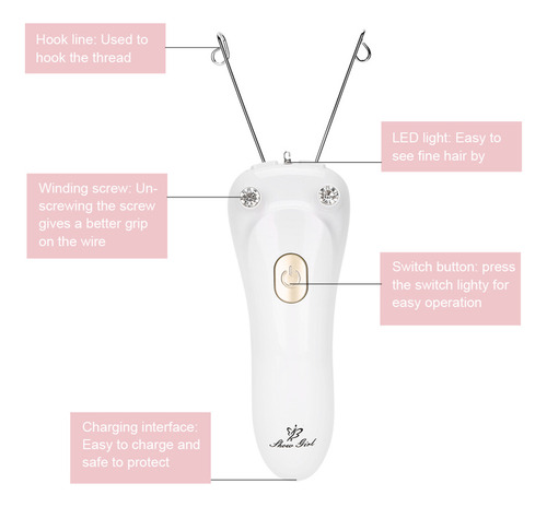 Depiladora Hilo Algodón De Rostro Eléctrico Usb Portátil