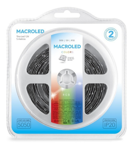 Tira LED Macroled B300-FW12 5050 RGB 12V IP20