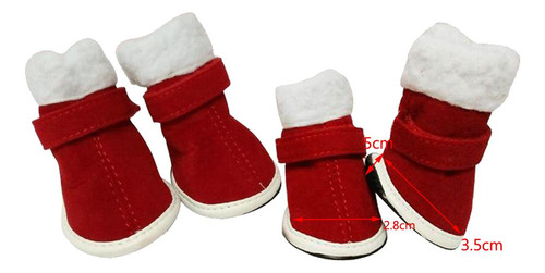 4 Piezas De Mascota Botines Navidad De Pata Rojo S