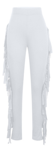 Pantalón De Vendaje Ajustado Con Flecos De Color Liso De Alt